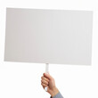© Daniel Sawyer - hand holds a white template banner, isolated, white background