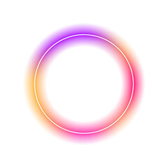 Wall Mural - glowing neon round lamp icon on transparent background in png format. colorful bright neon template.