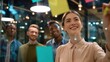 © An - The group of young professionals brainstorming ideas with colorful sticky notes.
