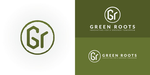 Wall Mural - modern gr monogram logo, combining clean lines with an organic circle. perfect for green technology,