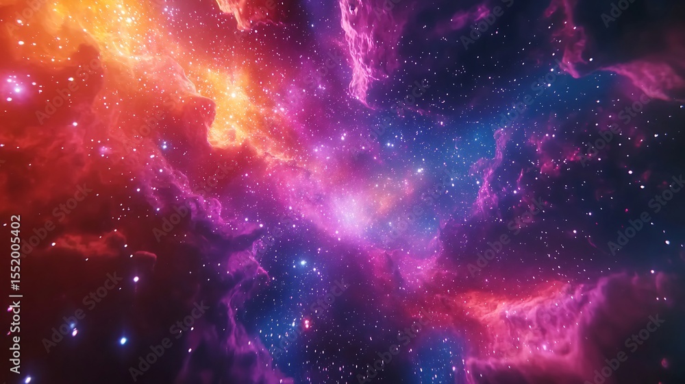 Vibrant Cosmic Nebula Cloud in Deep Space with Colorful Gas and Stars ...