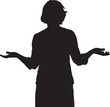 © Curto - Vector; silhouette front view of a woman with a doubtful expression