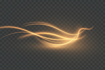Wall Mural - curved golden light trail with soft glow. smooth swirling vortex for energy effects, magic spells, g