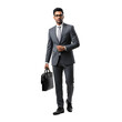 © bayu - Professional Businessman Wearing Gray Suit Holding Briefcase Standing in Studio