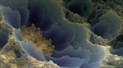 fractal flower line art with organic flow and ultrastructural abstract design