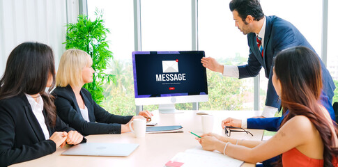 Wall Mural - email notification message showing on computer screen snugly. digital marketing message information 