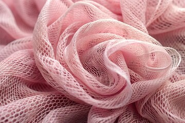 Closeup of a soft pink fabric with a delicate lacelike texture