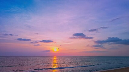 Wall Mural - 
Time lapse amazing sky at sunset.
Scene of Colorful romantic sky sunset with cloud in the sky background.
colorful clouds moving away rolling. 
4K video cloudscape.