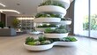 © rohmat - Modern indoor spiral succulent planter display in a contemporary living space.