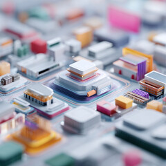 Wall Mural - macro view of a futuristic circuit board with vibrant colors and a shallow depth of field. illustrat