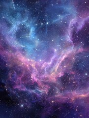 Wall Mural - Colorful Nebula with Starry Night Background