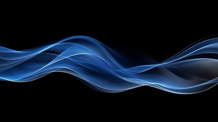 Wall Mural - abstract blue wave flowing on black background, design element