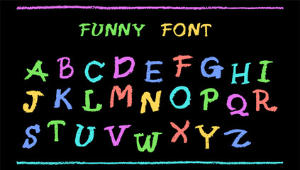 Wall Mural - english alphabet hand-drawn in a crayon. capital colorful letters in chalk, pastel, or wax style. hi