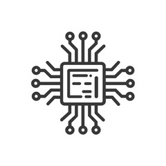 Wall Mural - minimalist microchip icon: clean, modern technology symbol on white background
