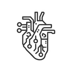 Wall Mural - cybernetic heart: futuristic medical technology icon with circuitry detail