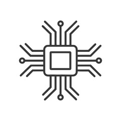 Wall Mural - minimalist microchip icon: clean line art for technology concepts