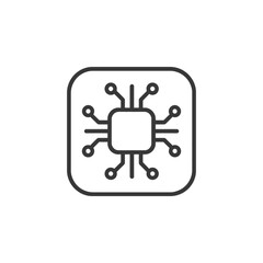 Wall Mural - minimalist microchip icon: rounded square with circuitry design
