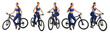 © New Africa - Sportswoman with bicycle on white background, collage of photos