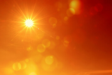 Wall Mural - bright sun in orange sky during hot summer weather. extremely high temperature
