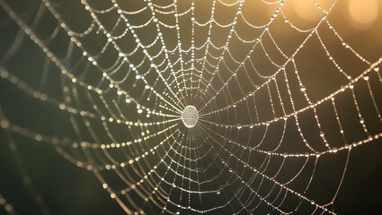 Spiderweb with Morning Dew: A captivating macro shot showcases a delicate spiderweb, adorned with glistening morning dew drops.