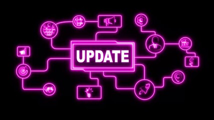 Glowing neon Update software computer program upgrade concept animated. Business, Technology, Internet and network concept .4k video motion footage