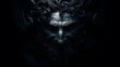 © Azor - An eerie portrait of a horned mythological figure shrouded in shadows, exuding a powerful and otherworldly presence with piercing stare.
