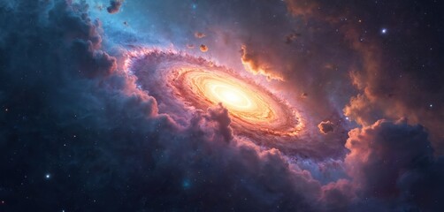 Wall Mural - amazing cosmos image of a galaxy with nebula. stars and clouds of gas and dust form a beautiful spir