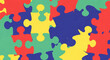 © Donnangelo - Colorful puzzle pieces background image for autism awareness and problem solving concepts with bright colors