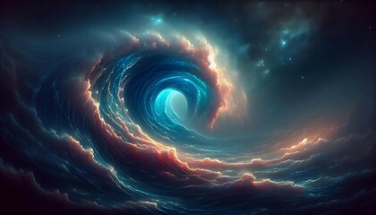 Wall Mural - Cosmic Wave of Nebula and Stars in Deep Space