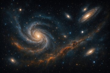 Wall Mural - vast cosmic nebula with brilliant stars scattered across infinite blue starfield background