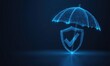 © Gibster - Health insurance policy. Digital illustration of a protective umbrella with a shield and checkmark, symbolizing security and assurance.