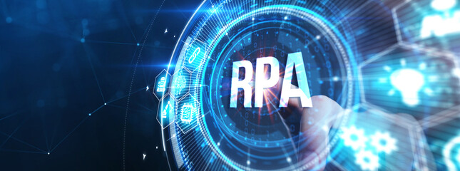 rpa robotic process automation innovation technology concept. business, technology, internet and net