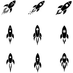 a modern and cohesive set of rocket silhouettes, ensuring a consistent look across your user interfa