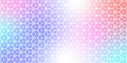 Wall Mural - pastel light hexagon net pattern background. gradient, 3d render artwork. hexagon mosaic background 