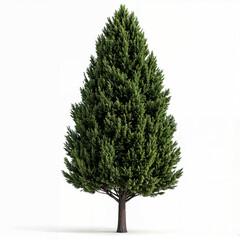tall narrow cypress tree on white background