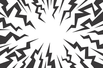 Wall Mural - comic background with thunders. vector cartoon lightnings and bolts radial pattern. burst with flash