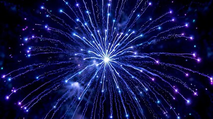 Wall Mural - Blue Particle Explosion Special Effects Brilliant Blooming Blue Fireworks