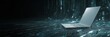 © aryuna99 - Sleek silver laptop rests on a glowing, abstract circuit board backdrop, suggesting digital technology and connectivity