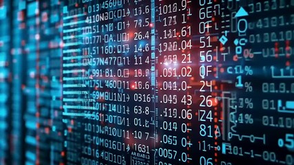 binary code on blue background