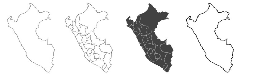  Peru map – vector illustration of regions and political borders