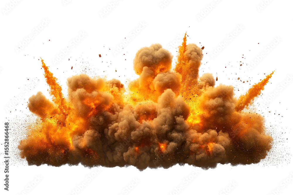 Explosive fireball erupts with vivid flames and thick smoke on a ...