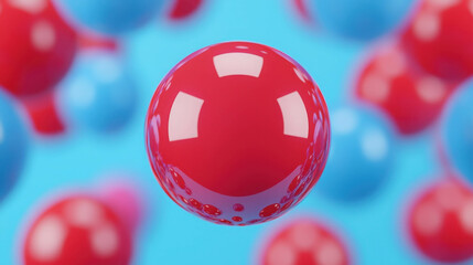 Wall Mural - colorful glossy spheres floating in a bright blue background creating a modern and dynamic abstract 
