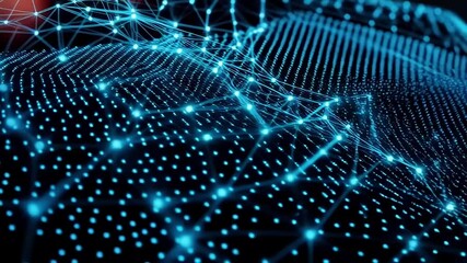 Abstract network connection with glowing blue nodes and lines