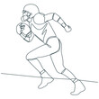 © azman - Continuous Line Art Illustration of a Dynamic American Football Player Sprinting with Determination During a Competitive Match
