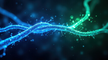 Wall Mural - Medical illustration of VNS (Vagus Nerve Stimulation) with blue and green hues.