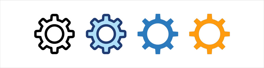Gear Icon Set Multiple Style Collection