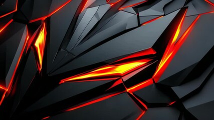 Wall Mural - orange neon light on black metallic wall, futuristic light and geometric background, neon light on b