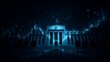 © Digital Dreamscapes - Federal building with stock market price chart displayed on a dark blue background.