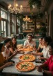 © MD. NADIM MAHMUD - young people friends couple eating pizza in restaurant