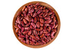 © lovapixels - Top view close up Uncooked Kidney bean or Red beans in wooden teak bowl.